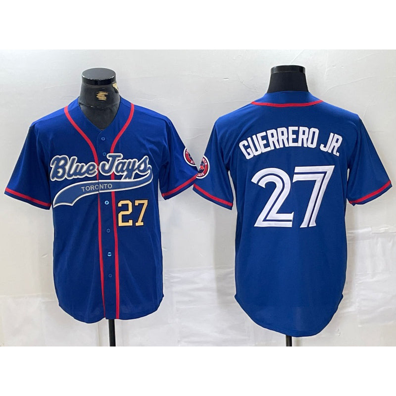 Toronto Blue Jays #27 Vladimir Guerrero Jr Blue Puhics Cool Base Stitched Jerseys