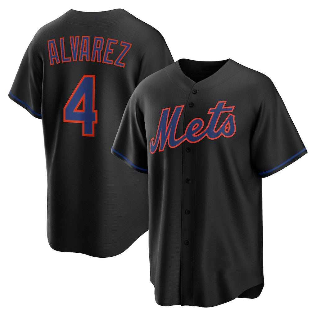 New York Mets #4 Francisco Alvarez Black Puhics Alternate Replica Jersey