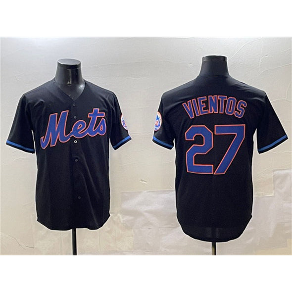 New York Mets #27 Mark Vientos Black Puhics Cool Base Stitched Jersey