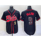 Cincinnati Reds #9 Matt McLain Number Black Puhics 2023 City Connect Cool Base Stitched Jersey 2