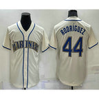 Seattle Mariners #44 Julio Rodriguez Cream Puhics Stitched Cool Base Jersey