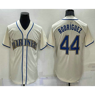 Seattle Mariners #44 Julio Rodriguez Cream Puhics Stitched Cool Base Jersey