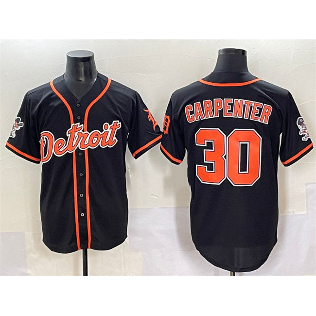 Detroit Tigers #30 Kerry Carpenter Black Puhics With Patch Cool Base Stitched Jersey