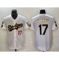 Los Angeles Dodgers #17 Shohei Ohtani Number White Gold Puhics Fashion Stitched Cool Base Limited Jerseys