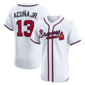 Atlanta Braves #13 Ronald Acu?a Jr. White Puhics Home Elite Player Jersey