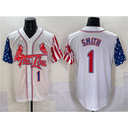 St. Louis Cardinals #1 Ozzie Smith White Puhics Independence Day Vapor Premier Limited Stitched Jersey