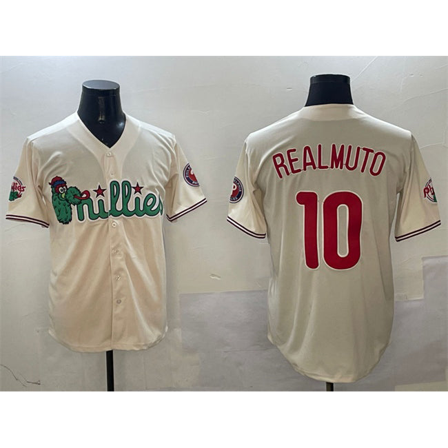 Philadelphia Phillies #10 J.T. Realmuto Cream Puhics Phanatic Limited Stitched Jersey