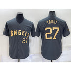 Los Angeles Angels #27 Mike Trout Number Grey Puhics 2022 All Star Stitched Cool Base Jersey
