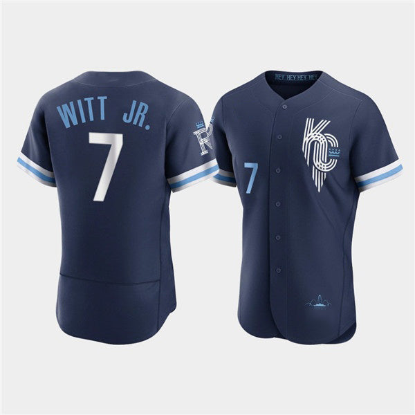 Kansas City Royals #7 Bobby Witt Jr. 2022 Navy Puhics City Connect Flex Base Stitched Jersey