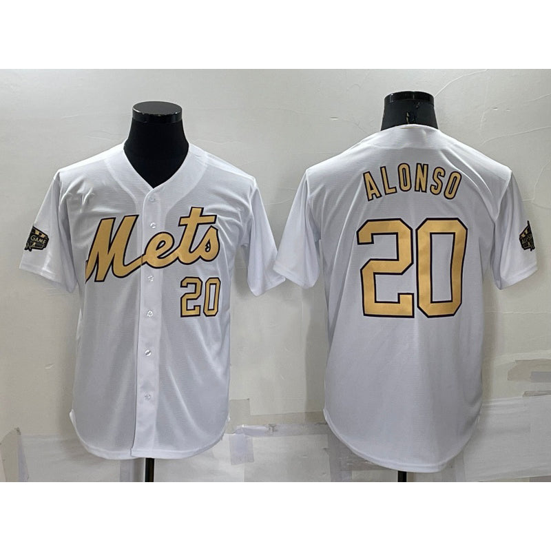 New York Mets #20 Pete Alonso Number White Puhics 2022 All Star Stitched Cool Base Jersey