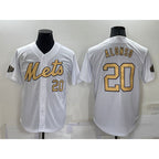 New York Mets #20 Pete Alonso Number White Puhics 2022 All Star Stitched Cool Base Jersey