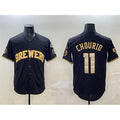 Milwaukee Brewers #11 Jackson Chourio Black Gold Puhics With Home Patch Limited Stitched Jersey
