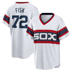 Chicago White Sox #72 Carlton Fisk White Puhics Home Cooperstown Collection Team Player Jersey