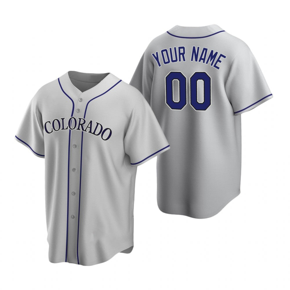 Custom Colorado Rockies Gray Puhics Stitched Cool Base Road Jersey