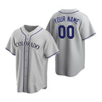 Custom Colorado Rockies Gray Puhics Stitched Cool Base Road Jersey
