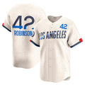 Los Angeles Dodgers #42 Jackie Robinson Cream Puhics City Connect Limited Player Jersey