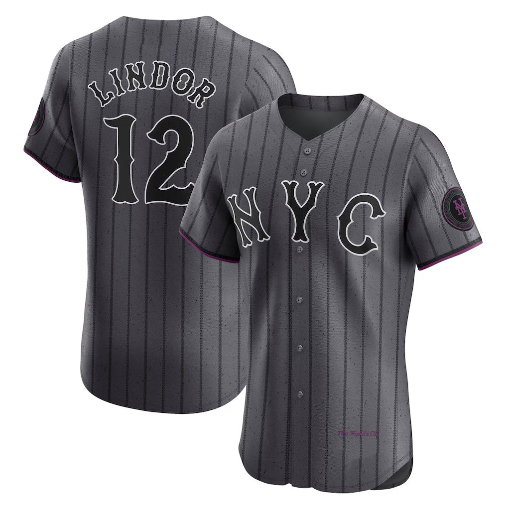 New York Mets #12 Francisco Lindor Gray Puhics City Connect Elite Jersey