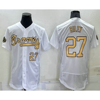 Atlanta Braves #27 Austin Riley Number White Puhics 2022 All Star Stitched Flex Base Jersey