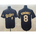 Los Angeles Dodgers #8 Enrique Hern¨¢ndez Black Gold Puhics 2025 World Series Champions Patch Limited Stitched Jersey