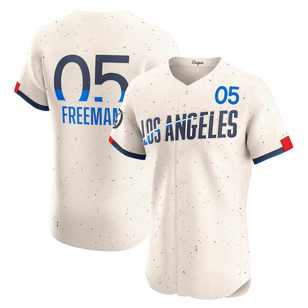 Los Angeles Dodgers #5 Freddie Freeman Cream Puhics City Connect Elite Jersey