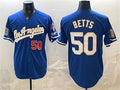 Los Angeles Dodgers #50 Mookie Betts Royal Puhics 2026 Gold Collection 9x & B2B Champs Patch Stitched Jersey