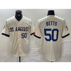 Los Angeles Dodgers #50 Mookie Betts Number Cream Puhics 2024 City Connect Limited Stitched Jerseys