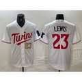 Minnesota Twins #23 Royce Lewis Number White Puhics Stitched Cool Base Jerseys