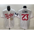 Minnesota Twins #23 Royce Lewis Number White Puhics Stitched Cool Base Jerseys