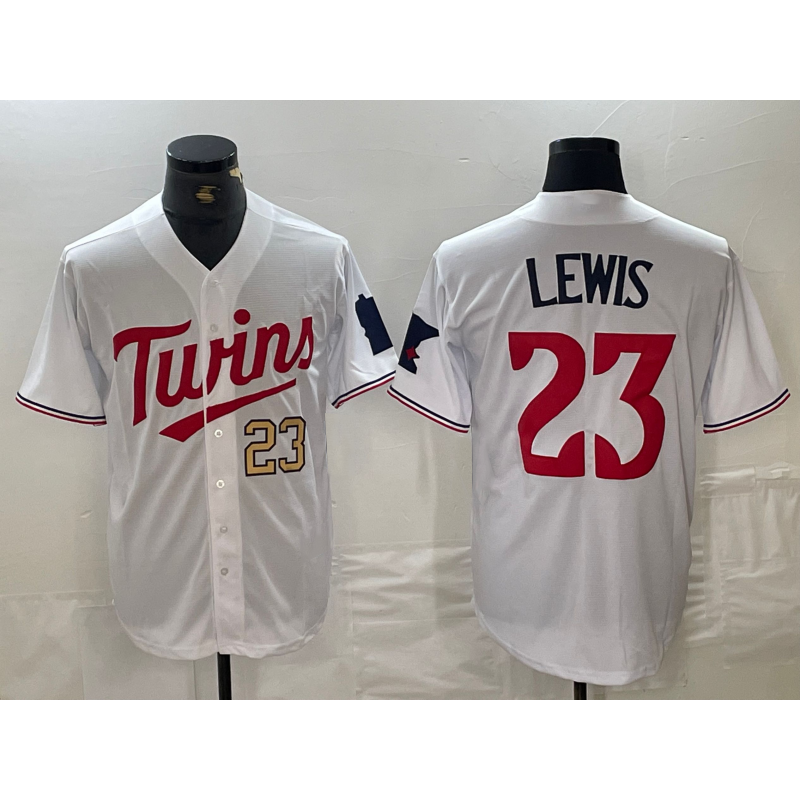 Minnesota Twins #23 Royce Lewis Number White Puhics Stitched Cool Base Jerseys