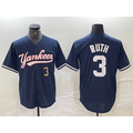 New York Yankees #3 Babe Ruth Number Navy Puhics Cool Base Stitched Jersey