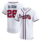Atlanta Braves #28 Matt Olson White Puhics Home Elite Player Jersey
