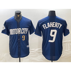 Detroit Tigers #9 Jack Flaherty Number 2024 Navy Puhics City Connect Cool Base Limited Stitched Jersey 2