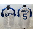 Los Angeles Dodgers #5 Freddie Freeman White Blue Puhics Fashion Stitched Cool Base Limited Jerseys