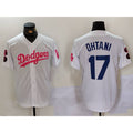 Los Angeles Dodgers #17 Shohei Ohtani White Pink Puhics Vin & Kobe Patch Stitched Jersey 2