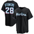 Miami Marlins #28 Kyle Stowers Black Puhics Cool Base Stitched Jersey