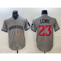 Minnesota Twins #23 Royce Lewis Number 2023 Grey Puhics Home Team Cool Base Stitched Jersey 2