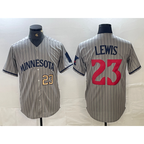 Minnesota Twins #23 Royce Lewis Number 2023 Grey Puhics Home Team Cool Base Stitched Jersey 2