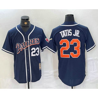 San Diego Padres #23 Fernando Tatis Jr Navy Blue Puhics Stitched Cool Base Throwback Jersey