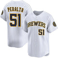 Milwaukee Brewers #51 Freddy Peralta White Puhics Alternate Limited Stitched Jersey