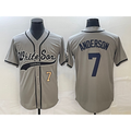 Chicago White Sox #7 Tim Anderson Number Grey Puhics Cool Base Stitched Jersey