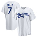 Los Angeles Dodgers #7 Blake Snell White Puhics 2024 Cool Base Stitched Jersey