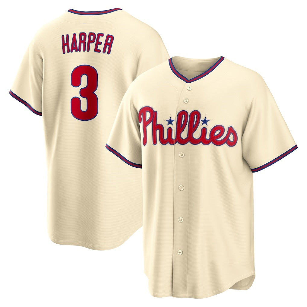 Philadelphia Phillies #3 Bryce Harper Cream Puhics Alternate Replica Jersey