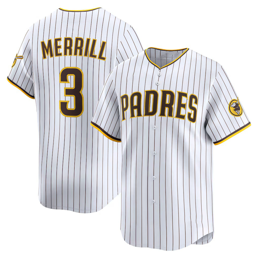 San Diego Padres #3 Jackson Merrill White Puhics Home Limited Player Jersey