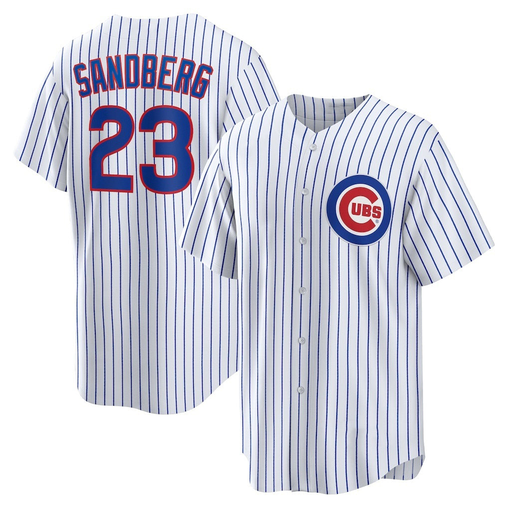 Chicago Cubs #23 Ryne Sandberg White Puhics Home Retired Player Replica Jersey