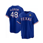 Texas Rangers #48 Jacob DeGrom Royal Puhics 2023 World Series Cool Base Stitched Jersey