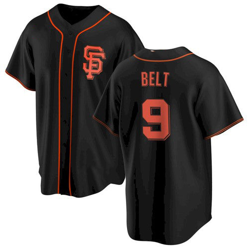 San Francisco Giants #9 Brandon Belt Black Puhics Alternate Jersey