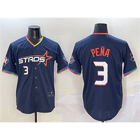 Houston Astros #3 Jeremy Pena Navy Puhics 2025 City Connect With Texas Patch Limited Stitched Jersey