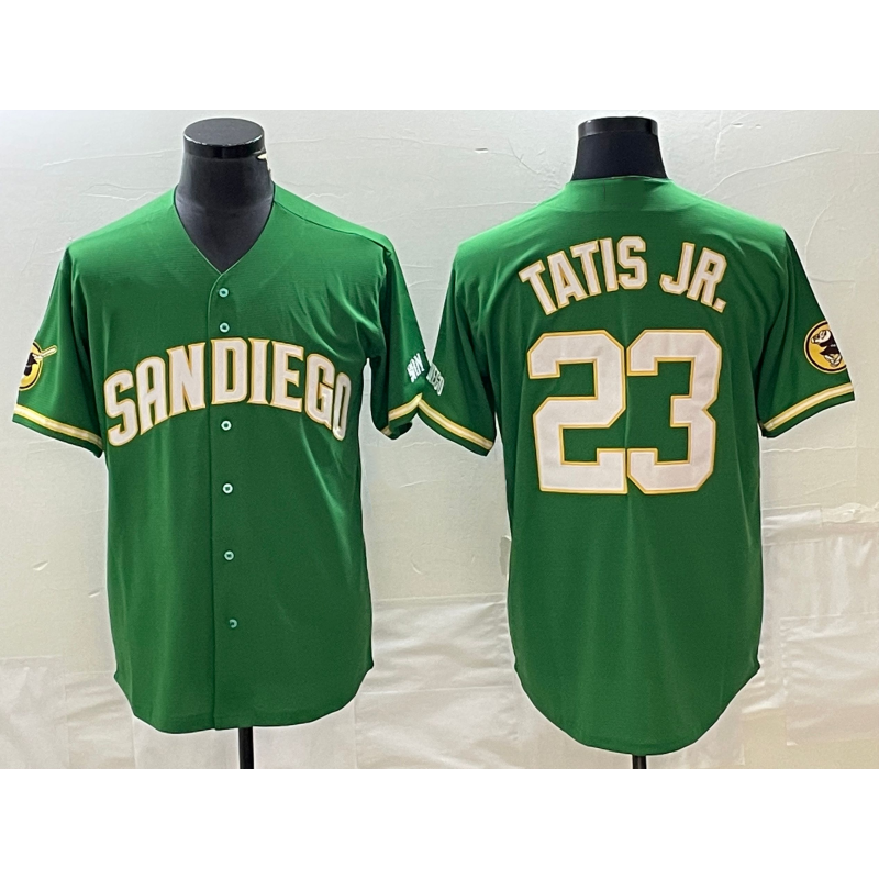 San Diego Padres #23 Fernando Tatis Jr Green Puhics Cool Base Stitched Jersey