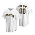 Custom Milwaukee Brewers White Puhics Stitched Cool Base Jersey
