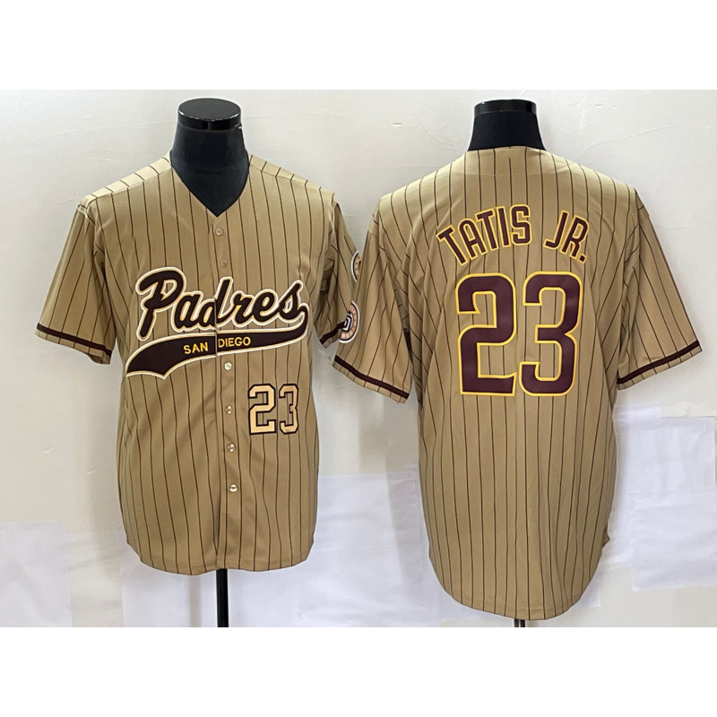 San Diego Padres #23 Fernando Tatis Jr Number Tan Puhics NEW 2023 Cool Base Stitched Jersey